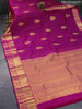 Pure kanjivaram silk saree magenta pink with zari woven buttas and floral zari woven border