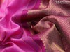Pure kanjivaram silk saree pink and dark magenta pink with allover zari weaves and zari woven border