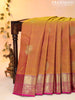 Pure kanjivaram silk saree mustard shade and pink with annam zari woven buttas and zari woven border