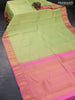 Pure kanjivaram silk saree pista green and candy pink with allover zari weaves & buttas and zari woven border