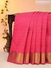 Pure kanjivaram silk saree pink with allover self emboss & zari weaves and zari woven border