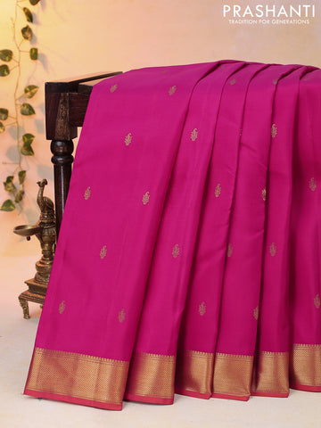 Pure kanjivaram silk saree pink and dual shade of orange with zari woven buttas and zari woven border