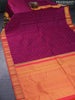 Pure kanjivaram silk saree magenta pink and orange with zari woven buttas and zari woven border