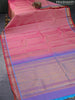 Pure kanjivaram silk saree dual shade of pink and orange with zari woven buttas and zari woven border