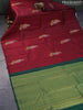 Pure kanjivaram silk saree maroon and green with zari woven buttas in borderless style