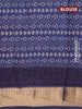 Muslin cotton saree beige and navy blue with allover kalamkari prints and zari woven border