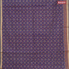 Muslin cotton saree blue and grey shade with allover ikat prints and zari woven border