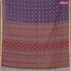 Muslin cotton saree blue and grey shade with allover ikat prints and zari woven border