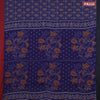 Muslin cotton saree blue with allover ikat prints and ganga jamuna border