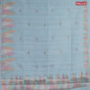 Crush embroidery saree light blue with embroidery work buttas and temple design embroidery work border