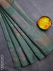 Crush embroidery saree green shade with allover embroidery work buttas in borderless style