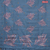 Crush embroidery saree blue shade with embroidery work buttas in borderless style