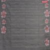 Crush embroidery saree grey with allover embroidery weaves in borderless style