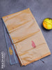 Banana pith saree pale orange and grey shade with thread woven buttas in borderless style