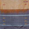 Banana pith saree pale orange and grey shade with thread woven buttas in borderless style