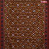 Muslin cotton saree dark mustard and maroon with allover ikat prints and printed border