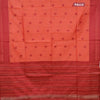 Semi dupion saree red and maroon with thread woven buttas and thread woven border