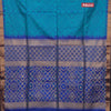Semi dupion saree teal blue and blue with bandhani butta thread weaves and zari woven border