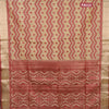 Semi dupion saree sandal and maroon with allover thread weaves & buttas and zari woven border