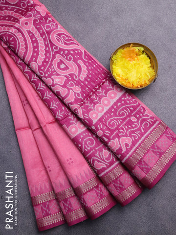 Semi dupion saree pink and purple with thread woven buttas and thread & zari woven border