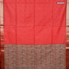 Semi dupion saree red shade and maroon with allover bandhani butta prints and zari woven border
