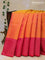 Pure soft silk saree dual shade of yellow and pink with allover silver zari weaves and silver zari woven border