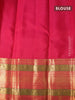 Pure kanjivaram silk saree off white and pink with allover zari weaves and long zari woven korvai border