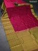 Pure kanjivaram silk saree magenta pink and light green with allover self emoss & zari buttas and long zari woven border