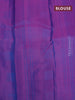 Pure kanjivaram silk saree cs blue and purple with allover zari weaves and zari woven butta border