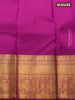 Pure kanjivaram silk saree royal blue and magenta pink with allover zari checked pattern and long zari woven border