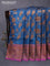 Banarasi handloom dupion silk saree peacock blue and dual shade of purple with allover thread & zari woven floral weaves and floral design woven border