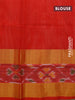 Pure uppada silk saree cream and red with silver & gold zari woven buttas and long zari woven ikat border