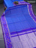 Pure uppada silk saree cs blue and blue with allover silver zari woven buttas and silver zari woven ikat style border