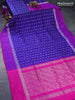 Pure uppada silk saree blue and pink with allover thread & silver zari woven floral buttas and silver zari woven simple border