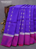 Pure uppada silk saree blue and pink with silver zari woven floral buttas and silver zari woven simple border