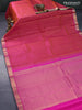 Pure kanjivaram silk saree dual shade of pinkish yellow and pink with zari woven 1000 buttas and zari woven border