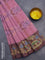 Bengal cotton saree mauve pink and brown shade with allover ikat weaves and thread woven border without blouse