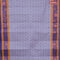 Bengal cotton saree grey and blue with thread woven buttas and copper zari woven border without blouse