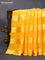 Chiffon silk saree mango yellow with satin finished in borderless style & embroidered readymade blouse