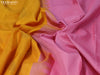 Pure kanjivaram silk saree mustard yellow and light pink with zari woven leaf buttas in borderless style