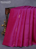 Pure kanjivaram silk saree magenta pink and sandal with zari woven buttas in borderless style