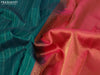 Pure kanjivaram silk saree peacock green and pink with allover self emboss & zari weaves in borderless style