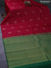 Pure kanjivaram silk saree red and green with peacock zari woven buttas in borderless style