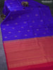 Pure kanjivaram silk saree royal blue and pink with zari woven buttas in borderless style