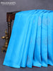 Pure kanjivaram silk saree light blue and pink with silver zari woven buttas in borderless style