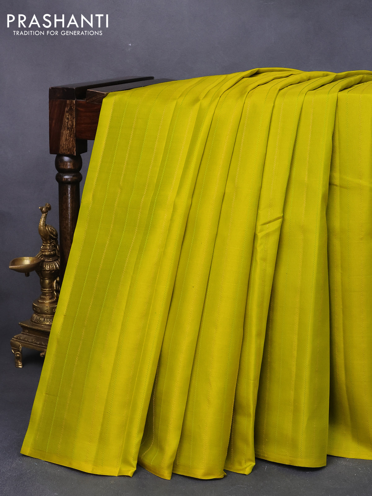 Pure kanjivaram silk saree lime green and pink with allover zari weaves in borderless style