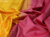 Pure kanjivaram silk saree mango yellow and pink with allover zari weaves and piping border