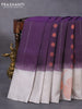 Pure soft silk saree deep violet and pastel grey with silver & copper zari woven buttas and silver zari woven floral design border