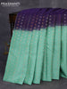 Pure soft silk saree deep violet and pastel green with allover silver & copper zari weaves and zari woven butta border