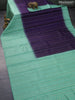 Pure soft silk saree deep violet and pastel green with allover silver & copper zari weaves and zari woven butta border
